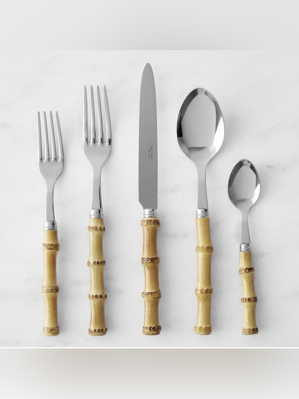 Sabre Bamboo, 20 pc French 18/10 Stainless Steel Flatware Set, NIB, Retail $463